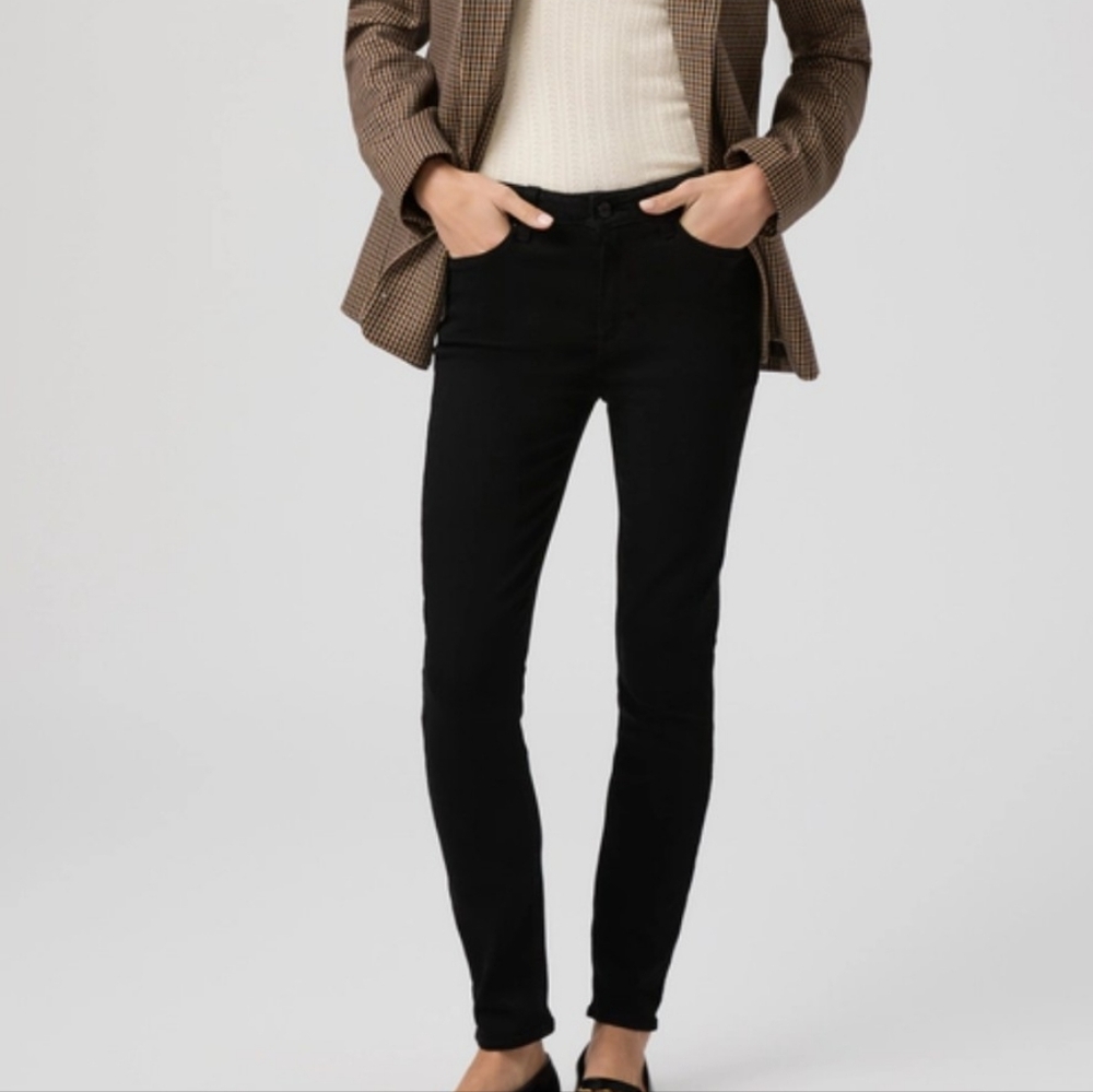 PAIGE Size 25 Hoxton Black Shadow Velvet Ankle Skinny Jeans Msrp $219